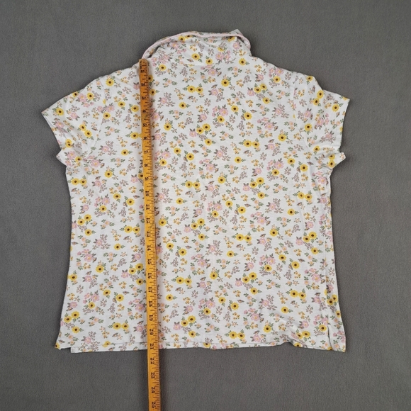 Laura Ashley Pajama Set Medium White Pink Sunflowers Top Shorts Women's EUC - Picture 7 of 13